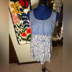 Casual Corner Denim and Floral Mini Dress
